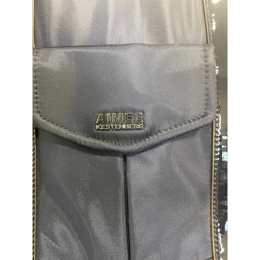 Aimee Kestenberg Navy Blue Heston Tote Patent Preppy Professional